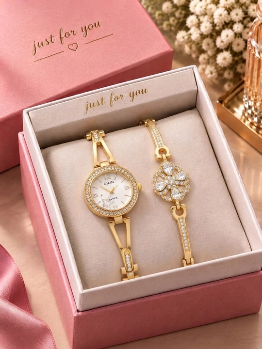 Подарочный набор женских часов с браслетом «Just for you» - 