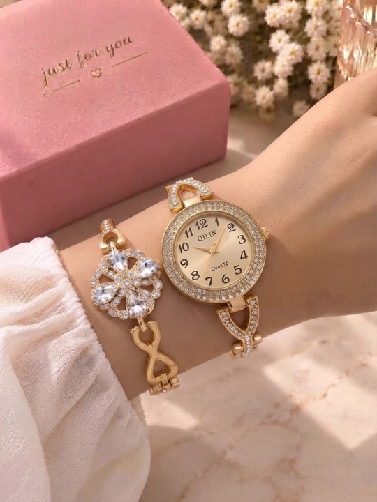 Ayollar uchun soat va bilaguzuk sovg‘a to‘plami «Just for you»