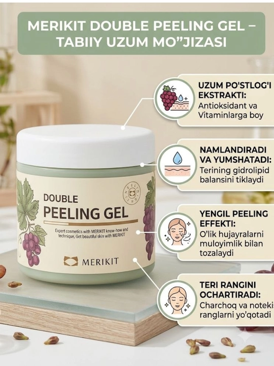 MERIKIT Double Peeling Gel 300 ml yuz uchun professional piling-gel