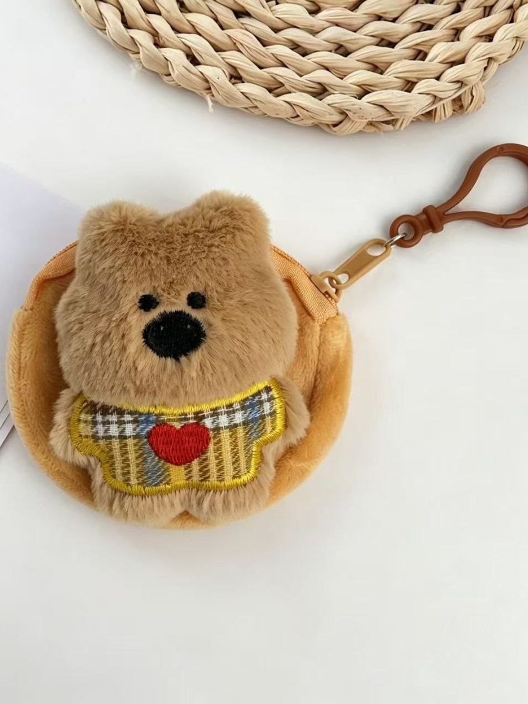 Мини кошелек, дизайн мишка, мягкий кошелек для девочек, с брелоком, подвеска на сумку - 