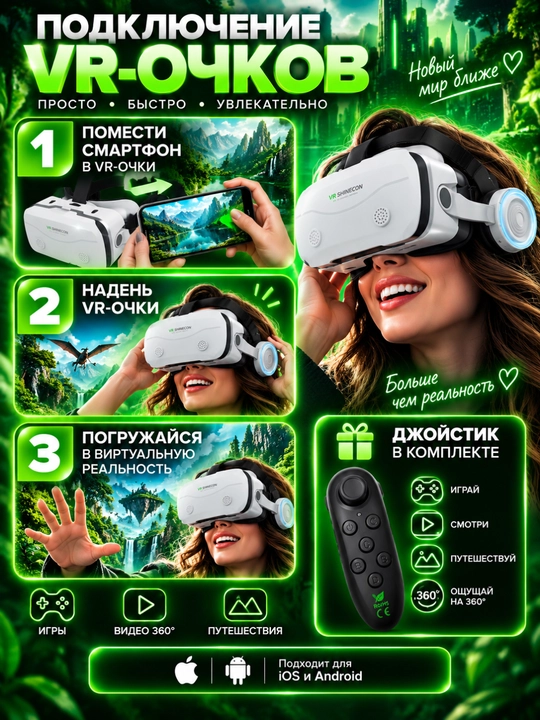 VR-очки для смартфона — 3D, VR box Shinecon