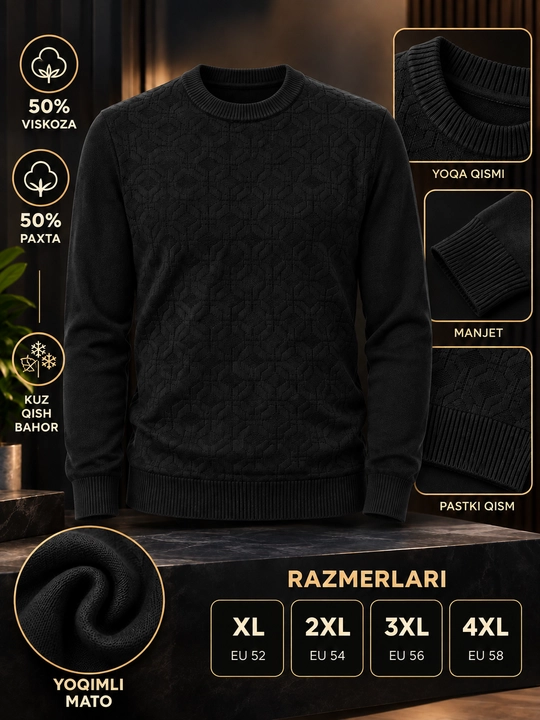 Erkaklar uchun ulkan sviter, katta o‘lchamli to‘qilgan trikotaj jemper, kuz, qish, bahor