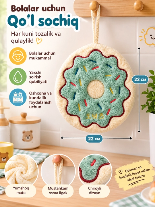 Oshxona sochiqlari,qo'l sochiqlar, bolalar uchun dekorativ mikrofiber osma sochiq - 