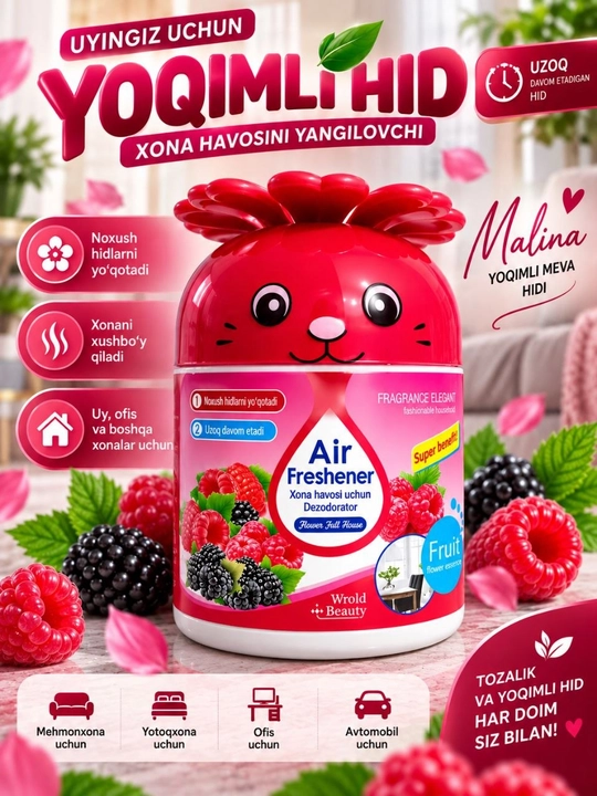 Uy va avtomobil uchun havo tozalagich, Air Freshener xushbo‘ylantirgichi, iforli gel - 