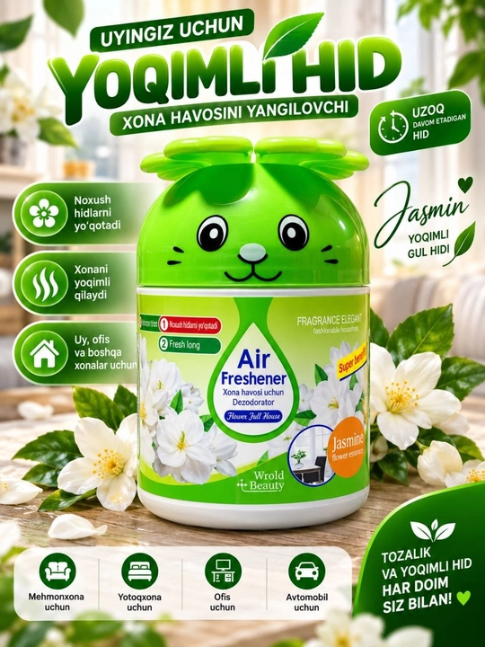 Uy va avtomobil uchun havo tozalagich, Air Freshener xushbo‘ylantirgichi, iforli gel - 