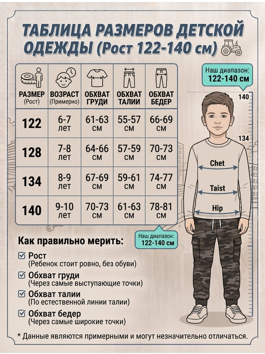 Комплект одежды для мальчиков, лонгслив и штаны с камуфляжным принтом