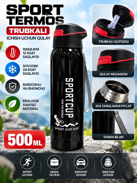 Termos,bolalar va kattalar uchun termos, trubochkali termoslar, 500 ml - 