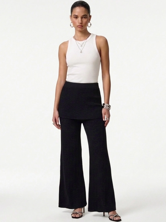 Женский трикотажный комплект UMA Wide Leg с юбкой-накладкой - 
