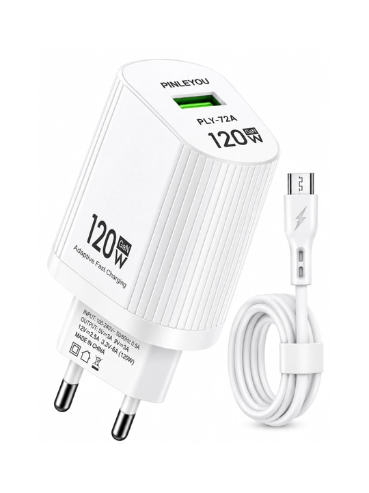Зарядное устройство GaN 120W, быстрая зарядка, кабель в комплекте, USB адаптер