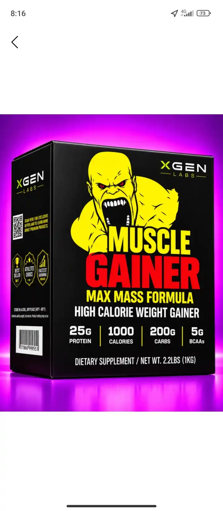 Mushak massasini oshirish uchun MUSCLE GAINER geyneri, 1-3-7 kg