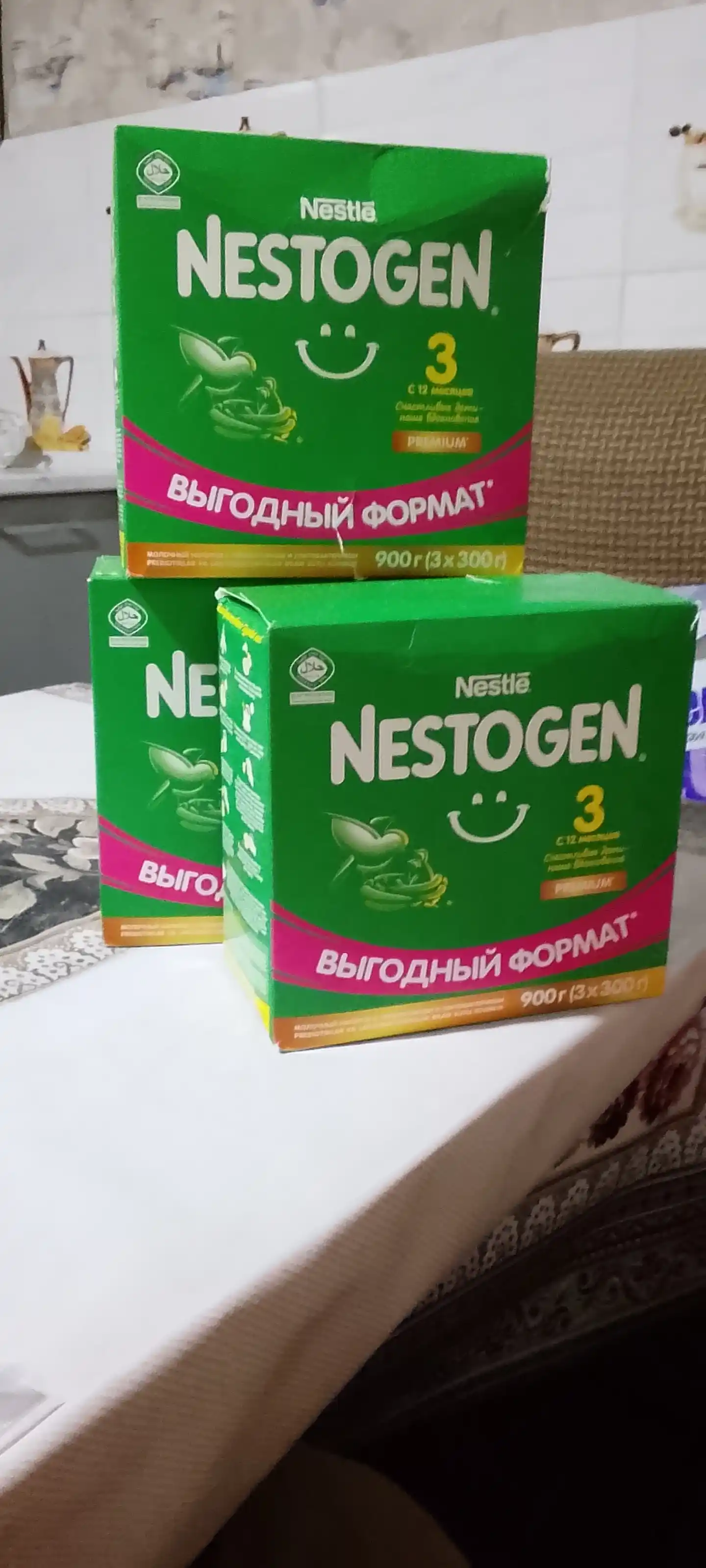 Смесь сухая для детей Nestogen 3, с пребиотиками и лактобактериями, 3х300 г