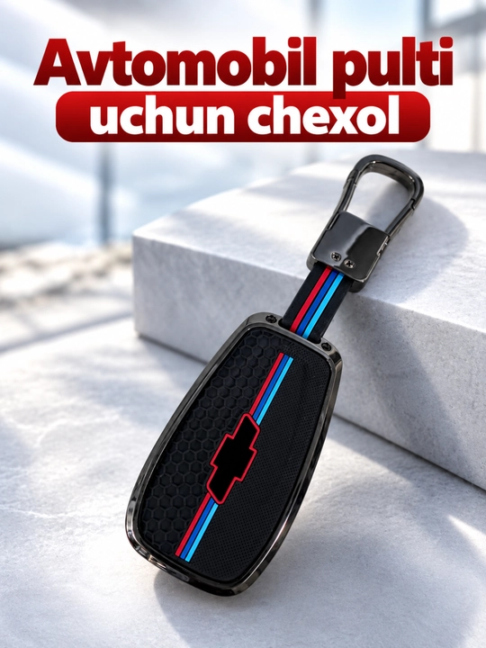 Magicar va avto pultlar uchun metall g‘ilof - qora va xrom rangda, sifatli brelok bilan