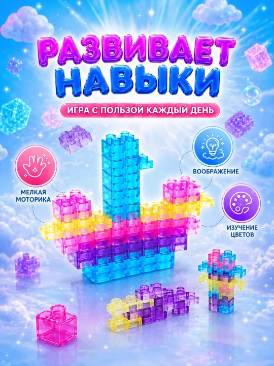 Мягкий конструктор Gummy Blocks, 80, 60, 40, 20 деталей, гибкий развивающий конструктор для детей