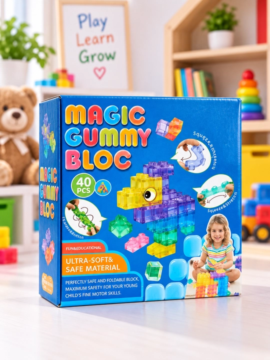 Мягкий конструктор Gummy Blocks, 80, 60, 40, 20 деталей, гибкий развивающий конструктор для детей