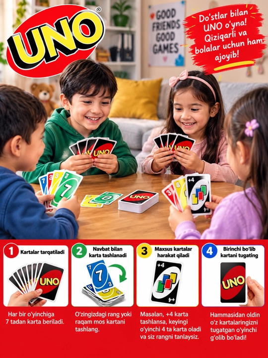 Настольные игры UNO карты, игры, для детей и взрослых, 2–10 игроков