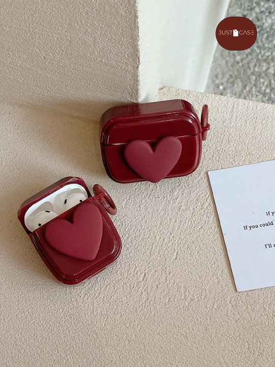 AirPods 1, 2 / Pro, 3, 4 simsiz quloqchinlar uchun g'ilof, yurak nashri bilan