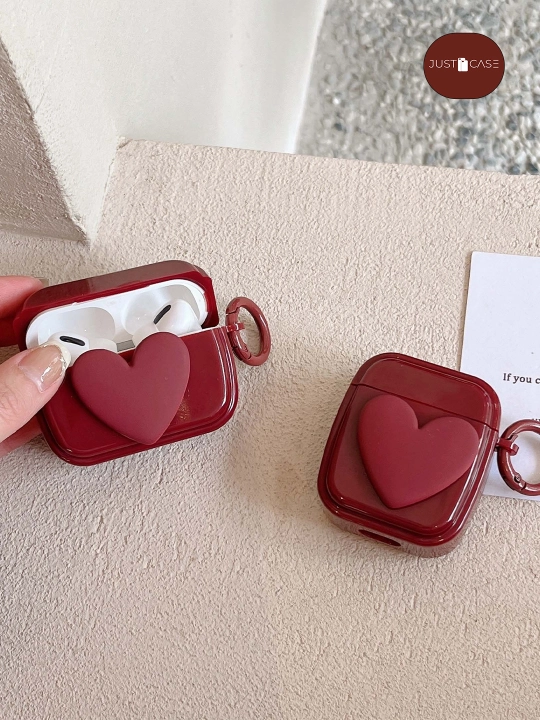 AirPods 1, 2 / Pro, 3, 4 simsiz quloqchinlar uchun g'ilof, yurak nashri bilan
