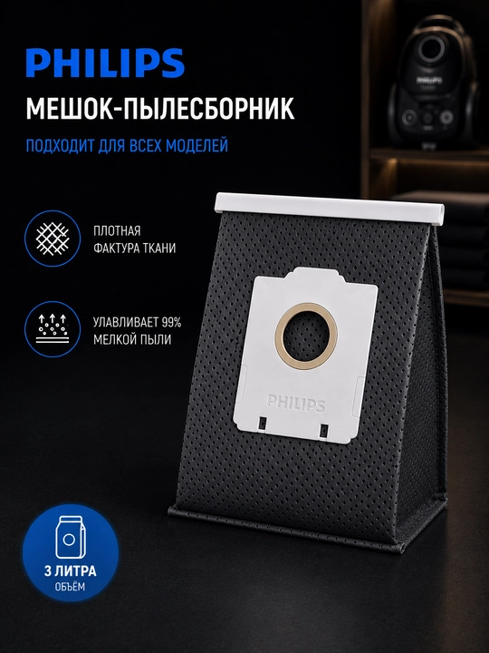 Фирменный многоразовый мешок для пылесосов — 3 л