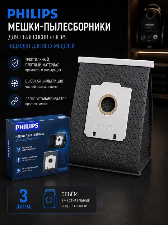 Фирменный многоразовый мешок для пылесосов — 3 л - 