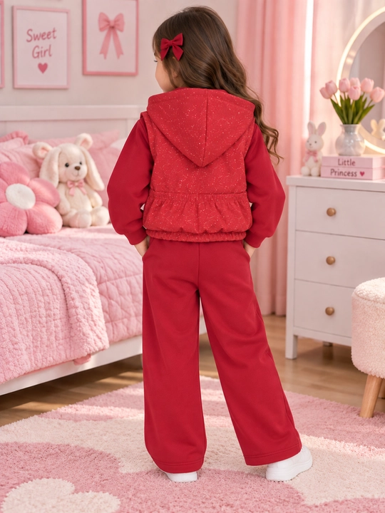 Qizlar troykasi, 3 talik pijak shim kostyum, qora polyester komplekt