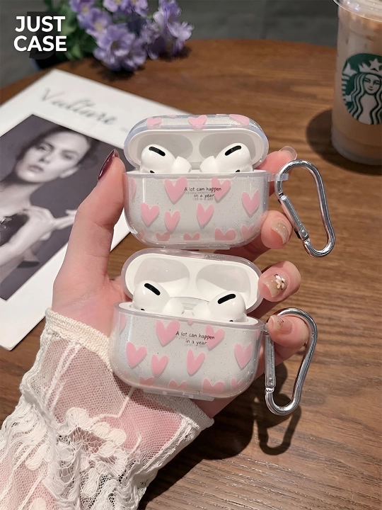 AirPods 1, 2 / Pro, 3, 4 simsiz quloqchinlar uchun g'ilof, yurak nashri bilan