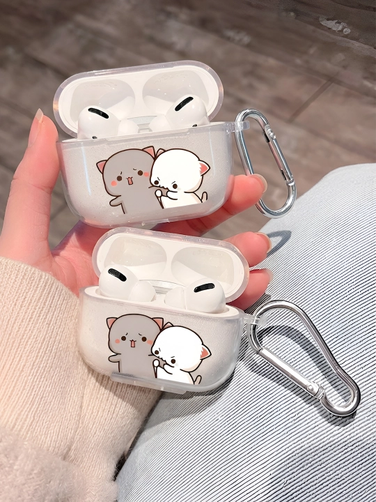 AirPods 1, 2 / Pro, 3, 4 simsiz quloqchinlar uchun g'ilof, yurak nashri bilan