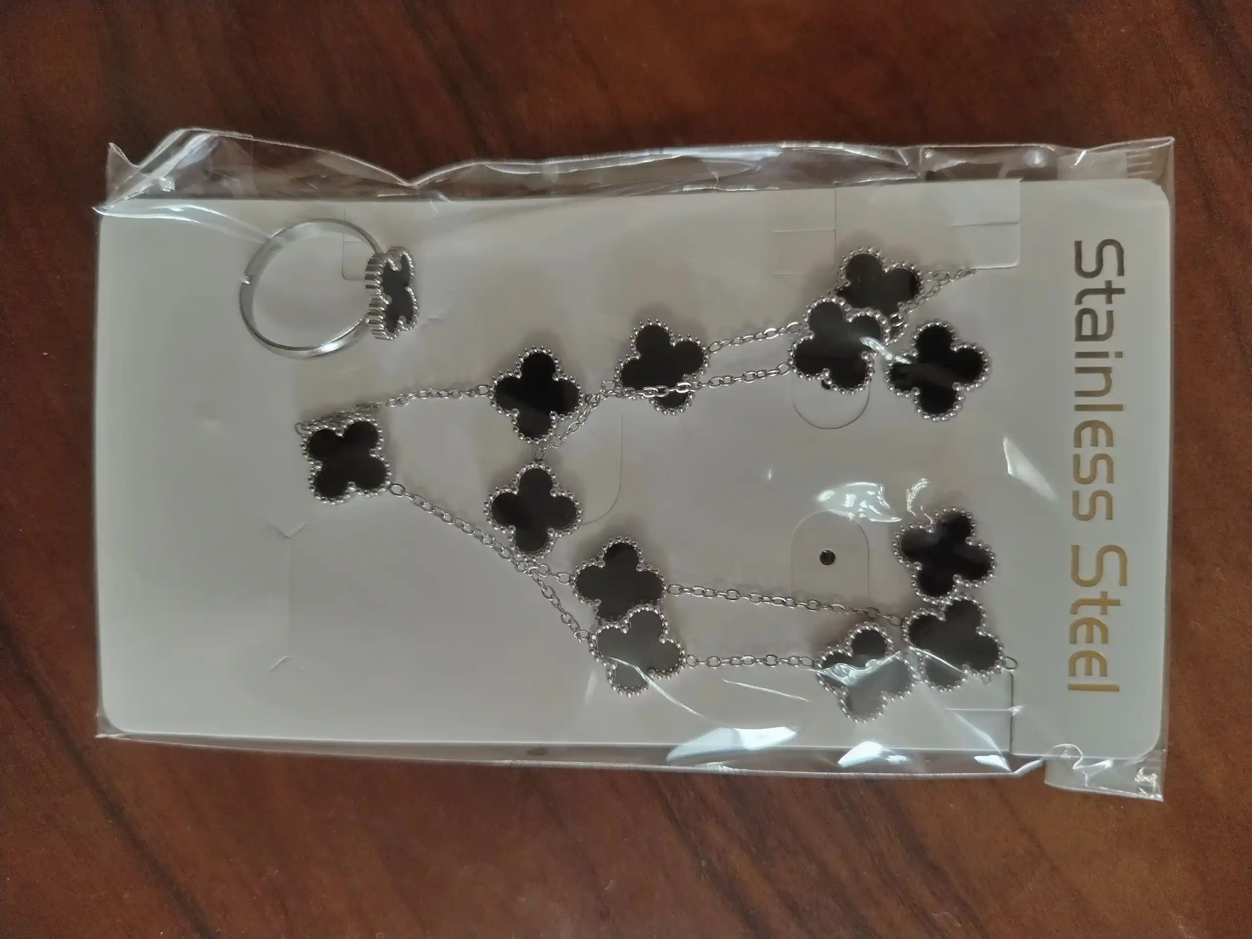 Ayollar, qizlar uchun premium 4 tasi 1 da to‘plam, zanjir, uzuk (16-20), bujiteriya, Van Cleef