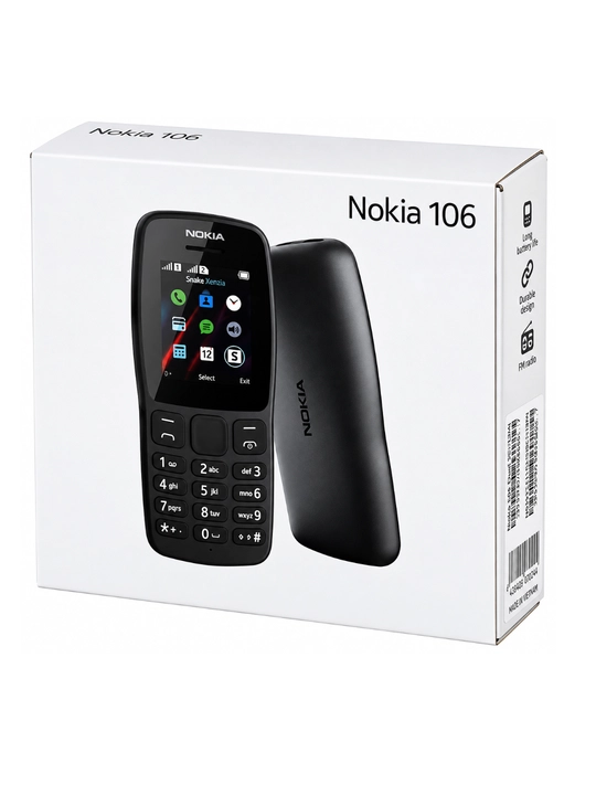 Nokia 106 kamerasiz knopkali telefon, ixcham tugmali telefon dual sim uzimeidan o'tgan