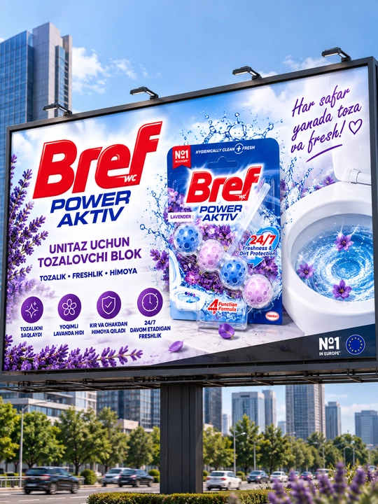 Bref Power Aktiv Classic —Dezinfeksiya va xushbo'ylashtirish uchun unitaz chetiga