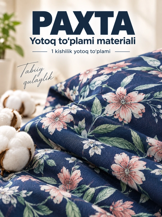 1 kishilik yotoq komplekti, 100% paxta, 3 talik, choyshab, ko‘rpa va yostiq jildi
