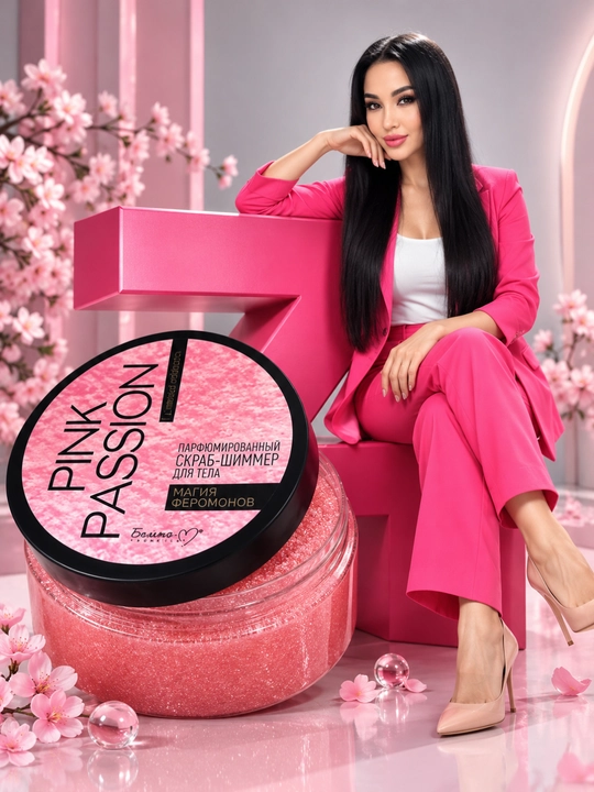 Парфюмированный скраб-шиммер для тела Pink Passion Магия феромонов, 200 г