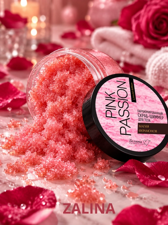 Парфюмированный скраб-шиммер для тела Pink Passion Магия феромонов, 200 г