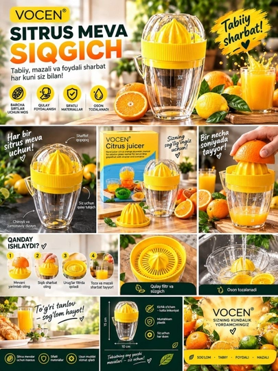VOCEN® Citrus Juicer — ручная соковыжималка для цитрусовых - 