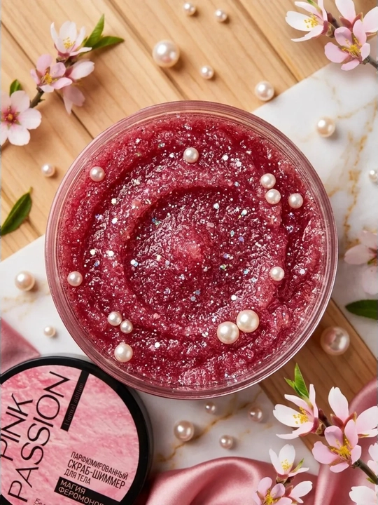 Парфюмированный скраб-шиммер для тела Pink Passion Магия феромонов, 200 г