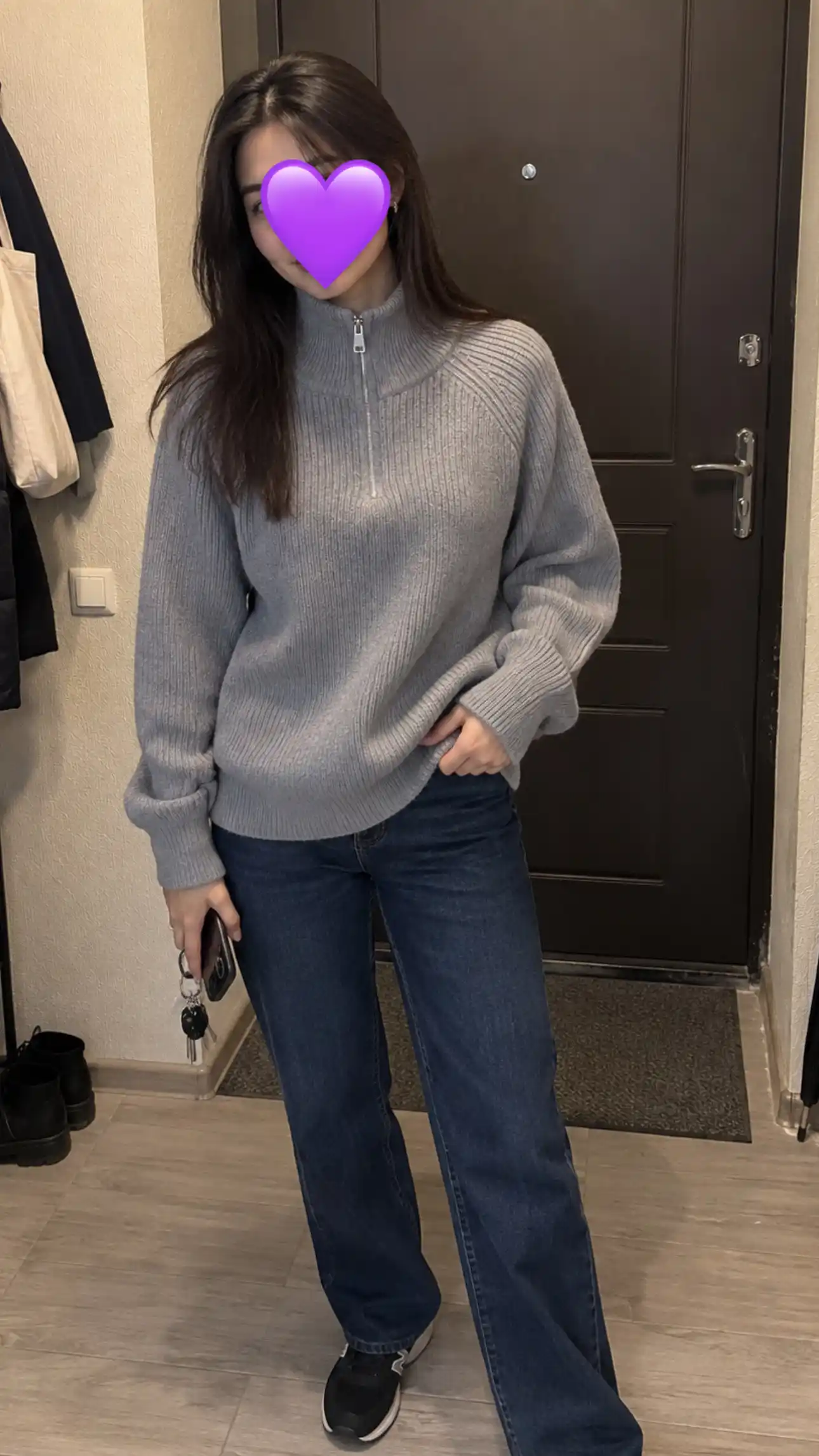 Ayollar oversize sviteri, fermuarli yoqali trikotaj jemper, kuz va qish uchun issiq