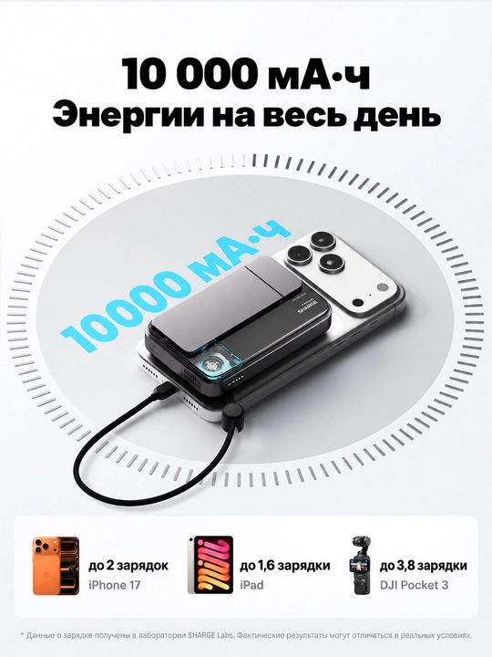 Magnitli powerbank SHARGE ICEMAG 3, 10000 mAh, Qi2 25 W, USB-C 35 W