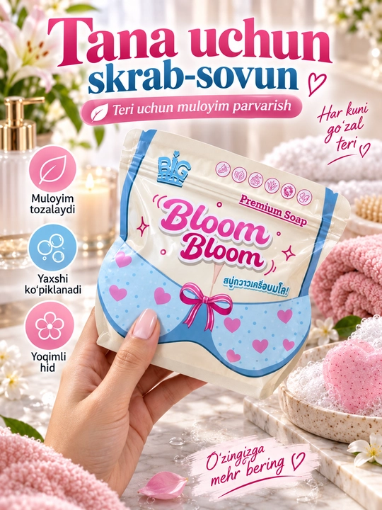 Скраб-мыло для тела Bloom Bloom, очищающее мыло для ухода за кожей, мыло для тела