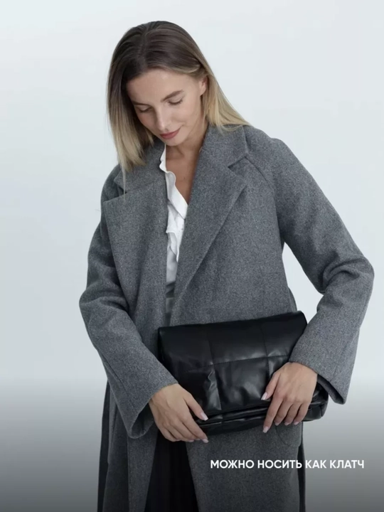 Ayollar uchun yelkama sumka, eko charm, A4 formatli