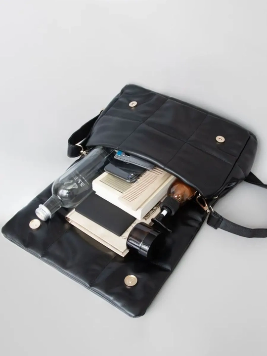 Ayollar uchun yelkama sumka, eko charm, A4 formatli