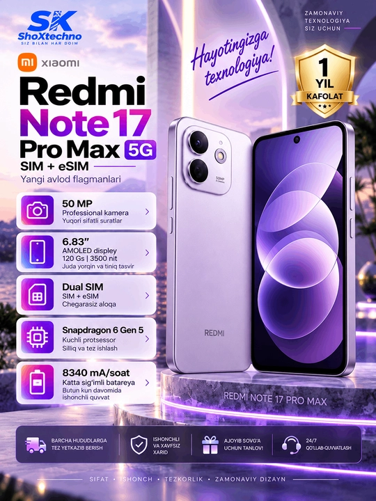 Xiaomi Redmi Note 17 Pro Max 5G smartfoni 10000 mAh - 