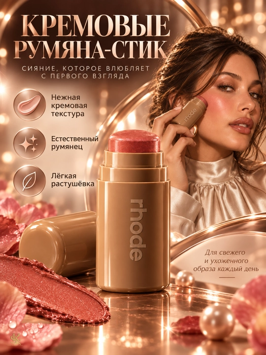 Кремовый стик для лица Rhode, румяна и скульптор, сияющий финиш, 5 оттенков, макияж