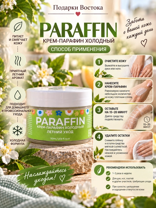 Qo‘l va oyoqlar uchun sovuq krem-parafin PARAFFIN «Yozgi parvarish», 50 ml