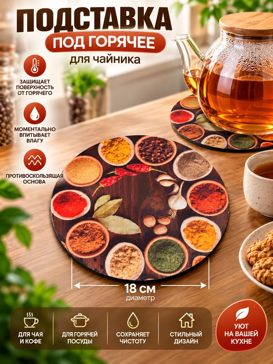 Подставка для чайника, кружки, под горячее, силиконовая - 