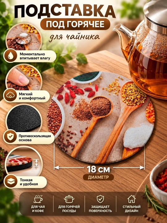 Choynak uchun taglik, krujka yoki issiq idish uchun stend, issiqqa qarshi, silikon - 