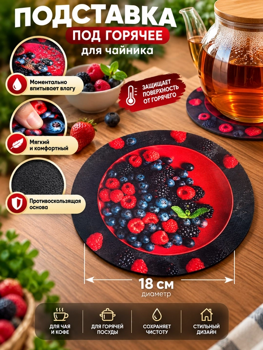 Choynak uchun taglik, krujka yoki issiq idish uchun stend, issiqqa qarshi, silikon - 