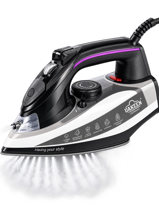 Nano Ceramic keramik taglikli UAKEEN 3000W bug‘ dazmoli - 