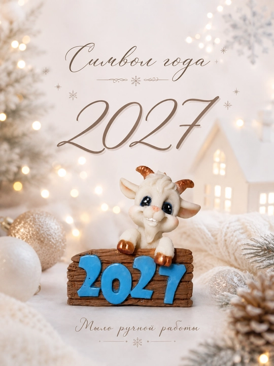 Мыло Козлик 2027 — символ года, новогодний подарок ручной работы - 
