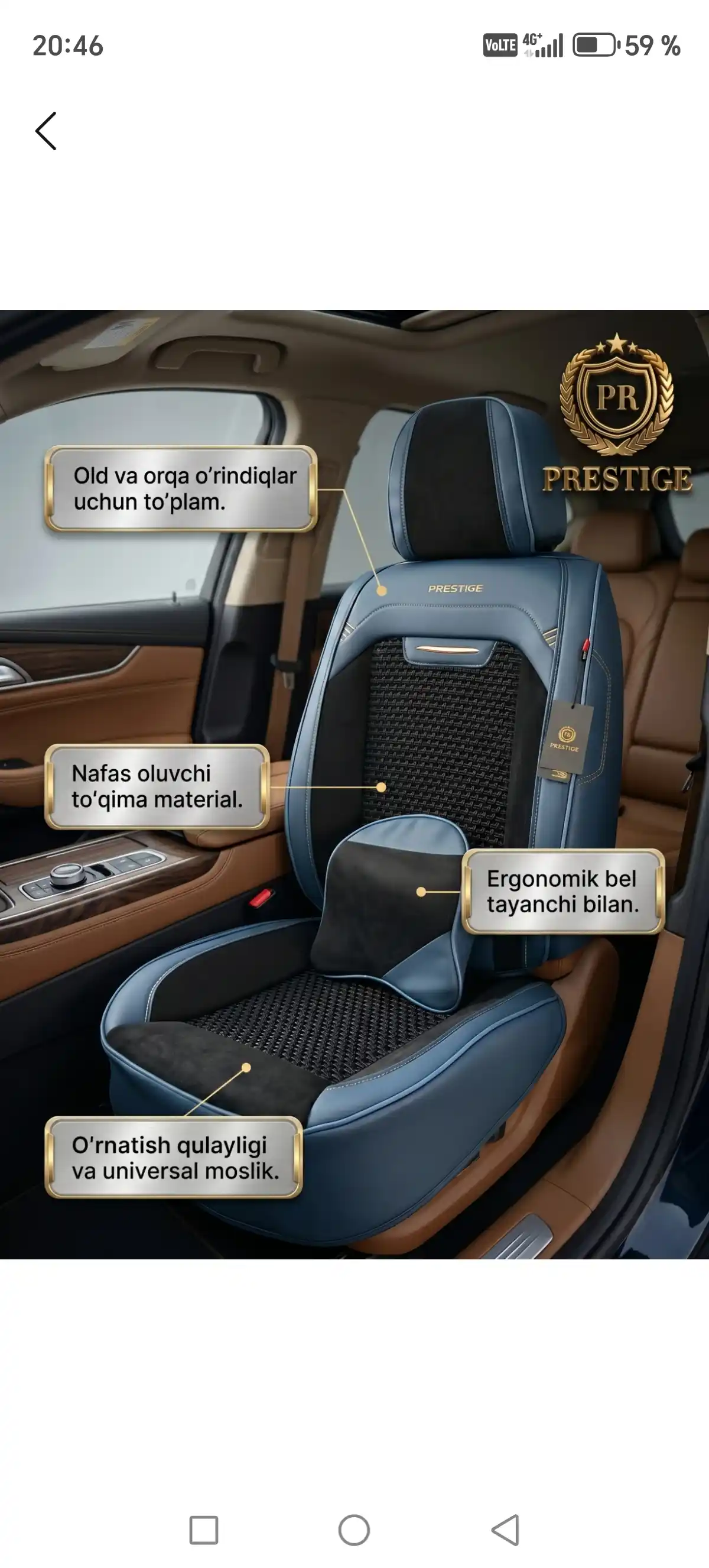 Avtomobil o'rindiqlari uchun universal chexollar to'plami, eko-charm va to'qima mato