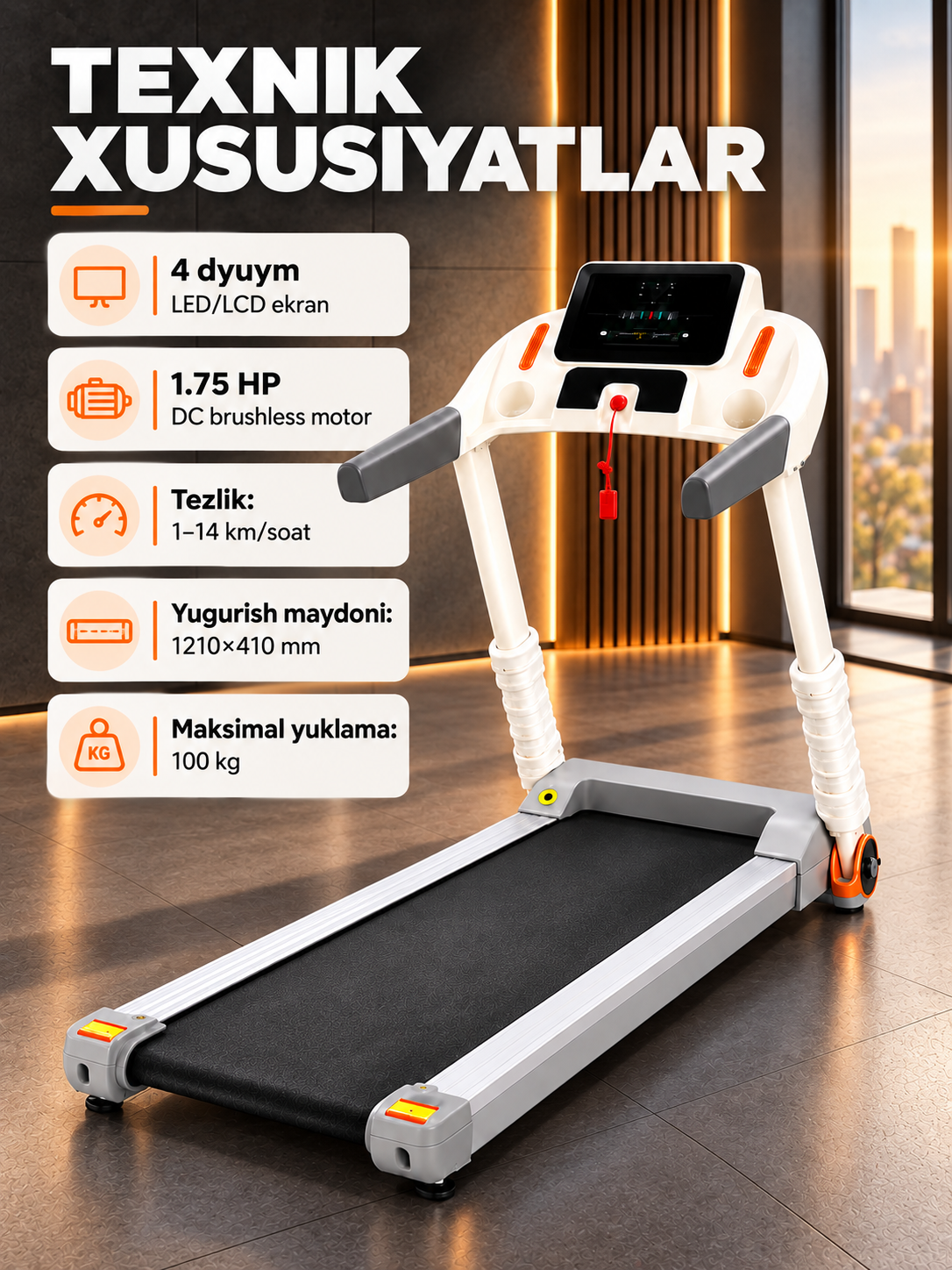 Yugurish yo‘lakchasi CIAPO W-150 SmartRun, elektr, 1–14 km/soat