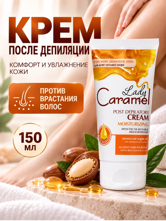 Крем после депиляции Lady Caramel Увлажняющий, замедляющий рост волос,  150 мл